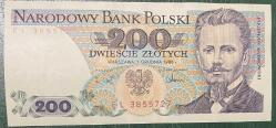 POLONYA 200 ZLOTI 1988  ÇİL KAĞIT  PARA