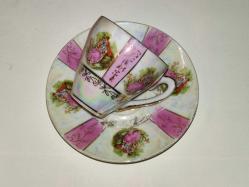 20107-KOLEKSİYONLUK FINE PORCELAIN DAMGALI KAHVE FİNCANI
