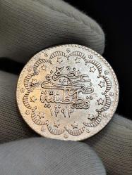 Sultan Abdülhamit 1293/20 Gümüş 5 Kuruş Nadir RR