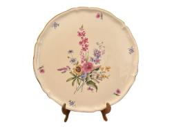 Fransız Limoges Üzeri El Boyama Porselen Tepsi 30 cm çapında