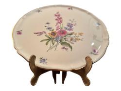 Fransız Limoges Üzeri El Boyama Porselen Tepsi 30 cm çapında