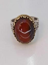 GÜMÜŞ ERKEK YÜZÜK, AKİK TAŞLI