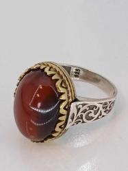 GÜMÜŞ ERKEK YÜZÜK, AKİK TAŞLI