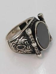 GÜMÜŞ YÜZÜK, ONİX TAŞLI, ZİRKON TAŞ İŞLEMELİ