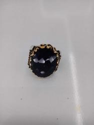 GÜMÜŞ YÜZÜK, FASET KESİM, ONİX TAŞLI YÜZÜK ÖLÇÜSÜ 20 23,68 GR ( +- 1GR)