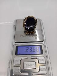 GÜMÜŞ YÜZÜK, FASET KESİM, ONİX TAŞLI YÜZÜK ÖLÇÜSÜ 20 23,68 GR ( +- 1GR)