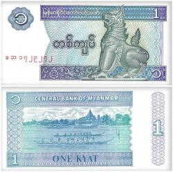 Myanmar ( Burma ) 100-50-20-10-5-1-0,50 Kyat Kağıt Para Set Çil ( Unc ) 7'Li Set Koleksiyon Para