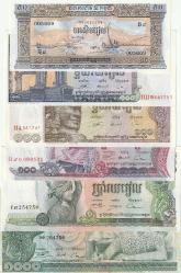 Kamboçya 1000-500-100-100-100-50 Riel Kağıt Para Set Çil ( Unc ) 6'Lı Set Koleksiyon Para