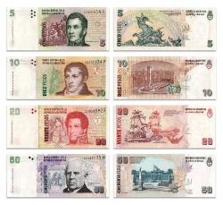 Arjantin 50-20-10-5 Pesos Kağıt Para Set Çil ( Unc ) 4'Lü Set Koleksiyon Para