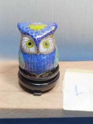 K210-----CLOISONNE MİNELİ AHŞAP KAİDELİ KUTULU BAKIR BAYKUŞ