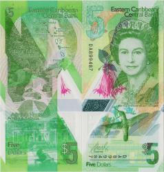 DOĞU KARAYİPLER 5 DOLAR 2021 KRALİÇE II. ELİZABETH. POLYMER ÇİL.