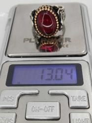 GÜMÜŞ YÜZÜK, KIRMIZI ZİRKON TAŞLI