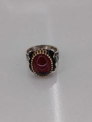 GÜMÜŞ YÜZÜK, KIRMIZI ZİRKON TAŞLI