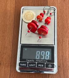 El İşçiliği Gümüş Doğal Mercan Taşlı Küpe