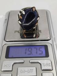 GÜMÜŞ YÜZÜK, MAVİ KAPLAN GÖZÜ, PENÇE TASARIM