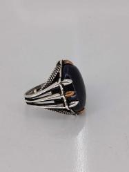 GÜMÜŞ YÜZÜK, MAVİ KAPLAN GÖZÜ, PENÇE TASARIM