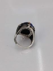 GÜMÜŞ YÜZÜK, MAVİ KAPLAN GÖZÜ, PENÇE TASARIM