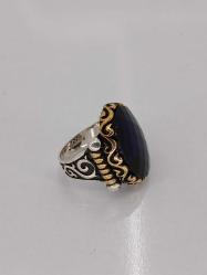 GÜMÜŞ YÜZÜK, LACİVER SAFİR TAŞLI