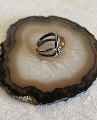 Özel İmalat 925 Ayar Gümüş Akik Taşlı Yüzük