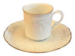 Fransız Limoges gofreli porselen türk kahvesi fincanı