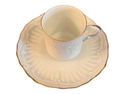 Fransız Limoges gofreli porselen türk kahvesi fincanı