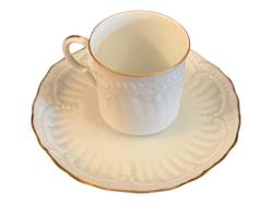 Fransız Limoges gofreli porselen türk kahvesi fincanı