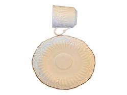 Fransız Limoges gofreli porselen türk kahvesi fincanı