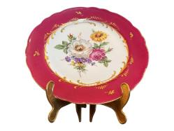 Fransız couleuvre el boyama poselen dekor tabağı - 24 cm çapında