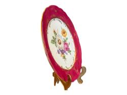 Fransız couleuvre el boyama poselen dekor tabağı - 24 cm çapında