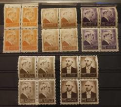 1942-1943 Birinci İnönü Serisi Posta Pulları Dörtlü blok MNH