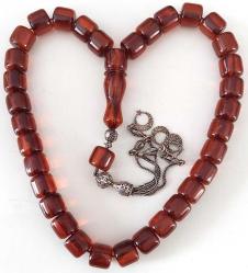 OSMANLI DÖNEMİ OBJEDEN YAPILMA BAL KÖPÜĞÜ RENKLİ MÜTHİŞ İŞÇİLİKLİ MUHTEŞEM BİR YEDEK DANELİ GÜMÜŞ PÜSKÜLLÜ SIKMA KEHRİBAR TESPİH D2VV1R1 ÇOK NADİR