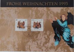 1993 ALMANYA HRİSTİYANLIK DİNİ BAYRAMI TEMALI İKİ PULLU ORİJİNAL POSTA KARTI 2BB ÇOK NADİR