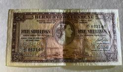 Bermuda 1957 5 Shillings,P18b, AU (TK 19 761) ÇİLALTI