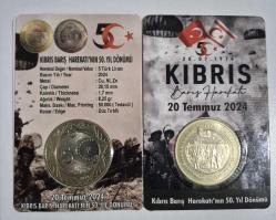 5 Türk Lirası Kıbrıs Barış harekatı  50' Yıl Anısına TC Darphane Hatıra  parası