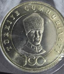 5 Türk Lirası Türkiye Cumhuriyeti 100' Yıl Baskılı 2023  ilk Madeni 5 Türk Lirası