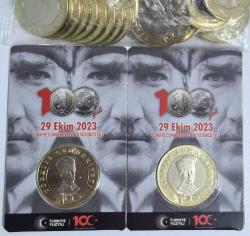 5 Türk Lirası Türkiye Cumhuriyeti 100' Yıl Baskılı 2023  ilk Madeni 5 Türk Lirası