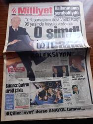 Milliyet Gazetesi - Turkish Newspaper - 26 Şubat 1996 - Türk sanayiinin devi Vehbi Koç 95 yaşında hayata veda etti fotoğraf - işte benim anayasam yazan Vehbi Koç - Vehbi Koç devletim ve ülkem var oldukça ben de varım - Sakıp Sabancı çadırın direği çöktü dedi - Vehbi Koç'un cenazesi özel bir uçakla İstanbul'a getirilirken fotoğraf - Süleyman Demirel büyük iş adamı büyük hayırseverdi Vehbi Koç - Tansu Çiller Vehbi Koç Türkiye'nin gurur anıtıydı dedi - Aydın Doğan Vehbi Koç Özel sektörün Devlet adamıydı - Vehbi Koç ailesi fotoğraf - asırlık çınar Vehbi Koç'un özel yaşamından kesitler fotoğraflar - Galatasaray'ın 2. Antalya faciası - Trabzonspor başkanı Faruk Özak Beşiktaş yenilgisi yüzünden oyuncularına moral verdi - Fenerbahçeli golcü Boliç kırgın - Beşiktaş Trabzonspor zaferini kutladı - pistin yeni kraliçesi Öznur Dursun hedef büyüttü fotoğraf - Marilyn Monroe'nun yeri hala boş fotoğraf - Seven 7 filmi Beyoğlu Atlas Etiler Hillside Ortaköy Feriye sinemasında - ETA terörü alevlendi