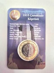 1 Türk Lirası  1915 Çanakkale  Köprüsü  Hatıra  parası  Özel  Sertifikalı  Kapaması içinde
