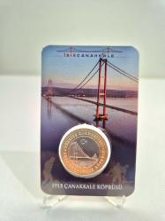 1 Türk Lirası  1915 Çanakkale  Köprüsü  Hatıra  parası  Özel  Sertifikalı  Kapaması içinde