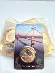 1 Türk Lirası  1915 Çanakkale  Köprüsü  Hatıra  parası  Özel  Sertifikalı  Kapaması içinde