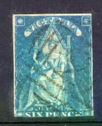 İngiltere sömürge Avustralya, Queen Victoria 1858, 6d parlak mavi,filigran büyük yıldız,sg73