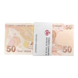 9.Emisyon G001 İlk Prefix 50 Türk Lirası Deste 100 Adet