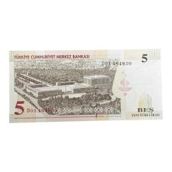 8.Emisyon 5 Yeni Türk Lirası D01 484830 İlk Prefix