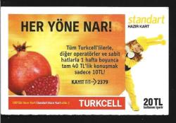 3K  = TURKCELL  HAZIR  KART ( HER  YÖNE  NAR ) 20  TL - TEMİZ ve NADİR