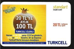 3K  = TURKCELL  HAZIR  KART ( 20  TL ' YE  AYLIK  100  TL ) 20  TL - TEMİZ ve NADİR
