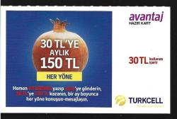 3K  = TURKCELL  HAZIR  KART ( 30  TL ' YE  AYLIK  150  TL ) 30  TL - TEMİZ ve NADİR