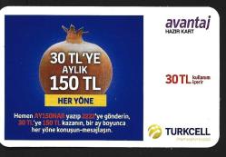 3K  = TURKCELL  HAZIR  KART ( 30  TL ' YE  AYLIK  150  TL ) 30  TL - TEMİZ ve NADİR