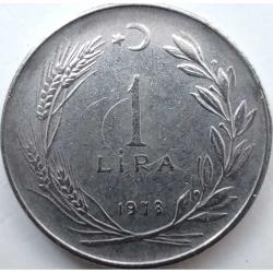 Türkiye 1978 1 Lira - TC Düz - Başaklı Paslanmaz Çelik