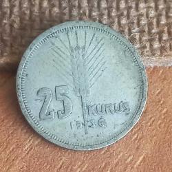 1936   YILI  GÜMÜŞ  25 KURUŞ