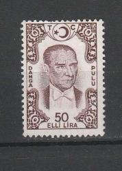 ATATÜRK PORTRELİ DAMGA PULU 50 LİRA DAMGASIZ (ZAMKSIZ)